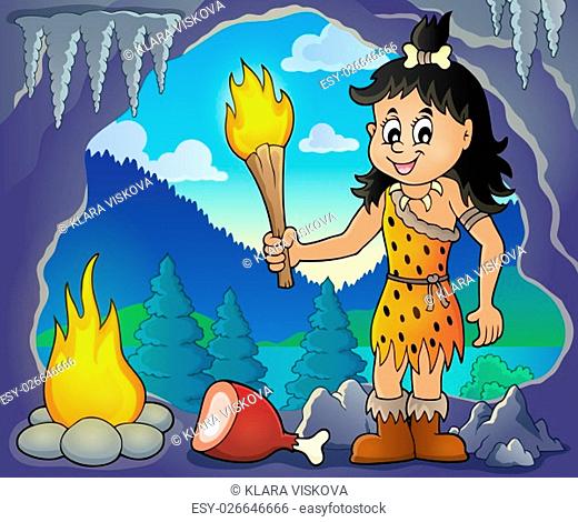 Cave woman theme image 1 - picture illustration