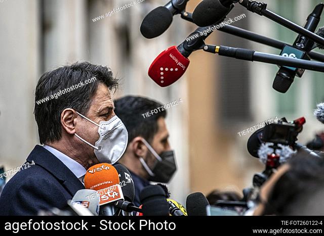 Presidente of Five Stars Movement, Giuseppe Conte, arrives at the Lower House (Chamber of Deputies) for the third vote , Rome, ITALY-26-01-2022