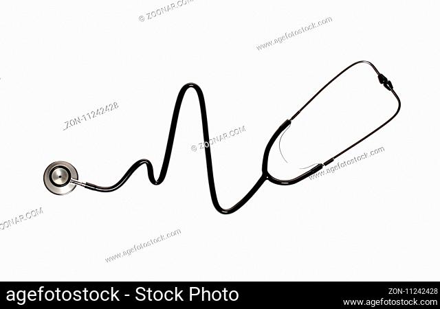 Stethoscope in the shape of heart beat isolated on a white background