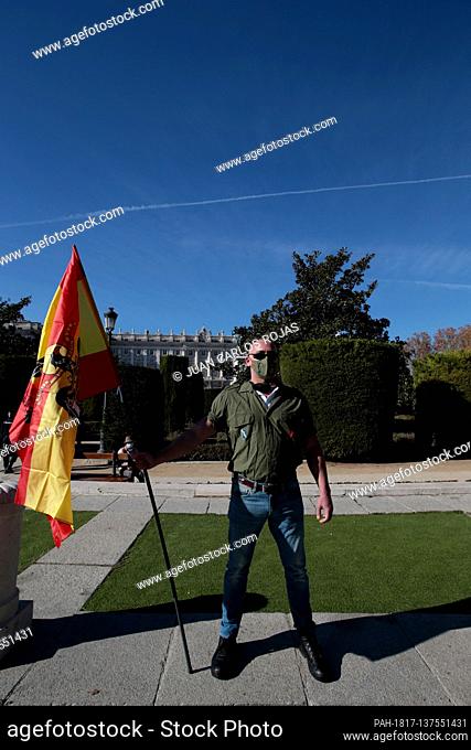 Madrid, Spain; 22/11/2020.- Tribute to the coup general Francisco Franco on the anniversary of his death on 20/11/1975, the Spanish Catholic Movement party...