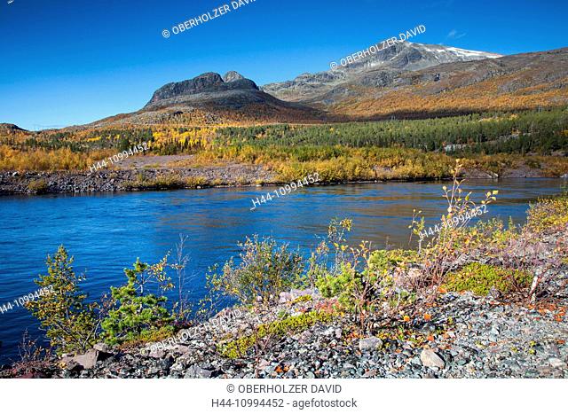 Mountains, Europe, autumn, autumn colors, scenery, landscape, Lapland, Swede, lake, Scandinavia, Stora Sjöfallets, national park, Suorvajaure, water