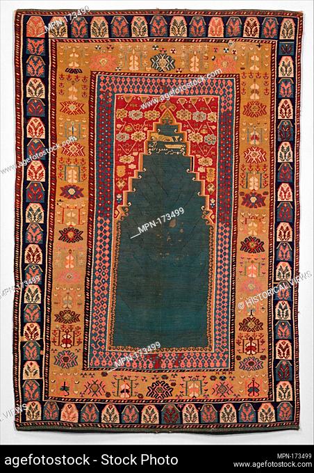 Carpet. Date: dated A.H. 1188/ A.D. 1774; Geography: Attributed to Turkey; Medium: Cotton (warp and weft), wool (weft), silk (weft)