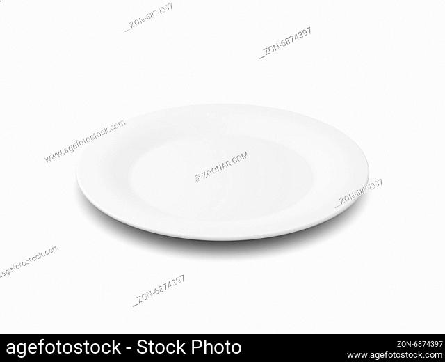 Empty white dinner plate, isolated on white background