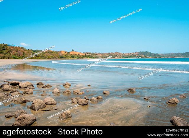 Beach landscape, ocean and coast at Playa Venao , Panama -