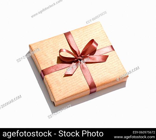 Craft gift box isolated on white background
