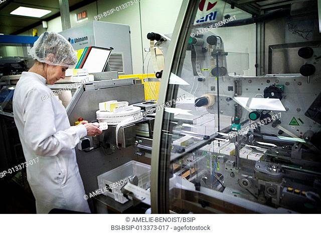 Reportage in a pharmaceutical production facility in Reims, France. Production facility specialising in the packaging and distribution of pills