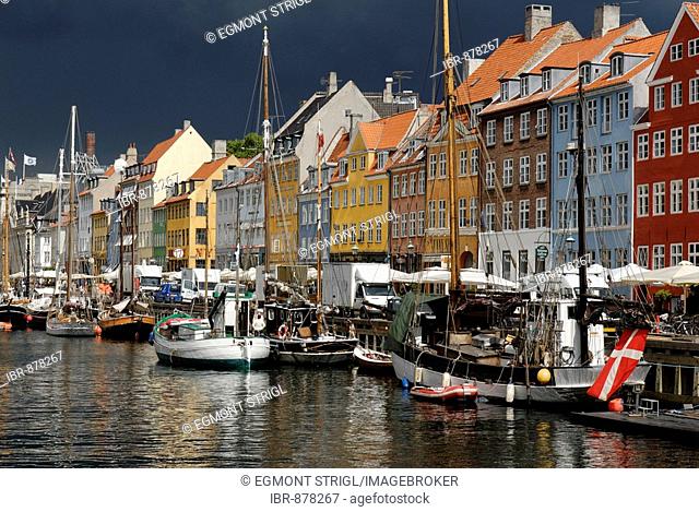 Historic boats in Nyhavn, Copenhagen, Denmark, Scandinavia, Europe