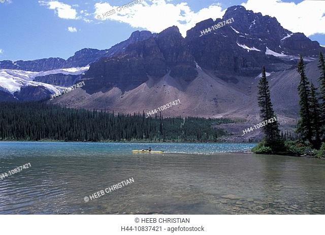 Canada, North America, America, Kayaking, Bow Lake, Banff, national park, UNESCO, World heritage site, landscape, Rock