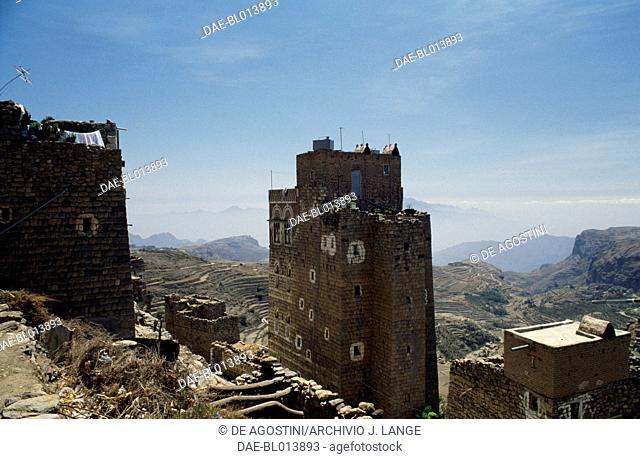 Tower houses in Al Hajjarah or Al Hajarah, Yemen