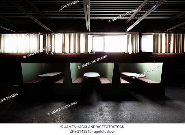 The cafeteria in an abandoned church in Oakville, Ontario, Canada. This Church has been demolished so there is no property release needed