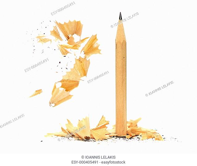 pencil and wood shavings