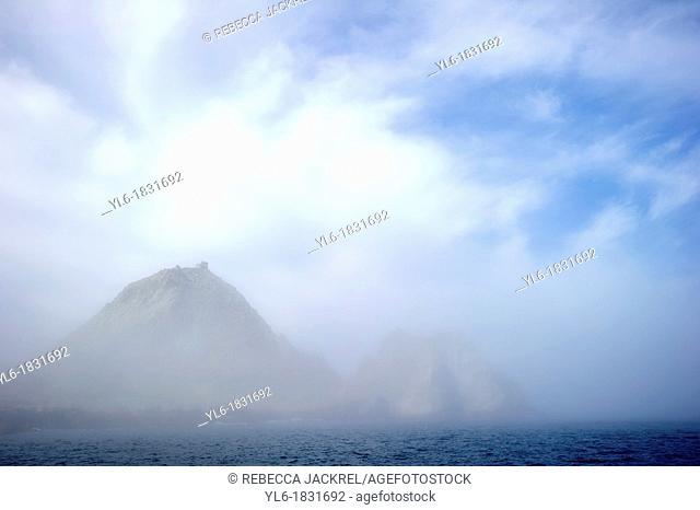 The Devil's Teeth Farallon Islands rising from a thick marine layer