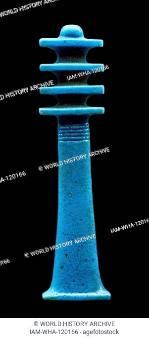 Djed pillar representing stability for the dead and a symbol of Osiris. Blue faience, circa 1st millennium BC