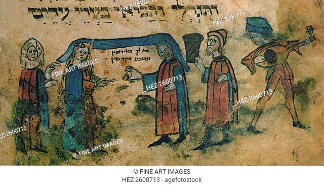 Marriage. Haggadah, Mid of the 15th cen. Found in the collection of the Museum Judenplatz, Vienna