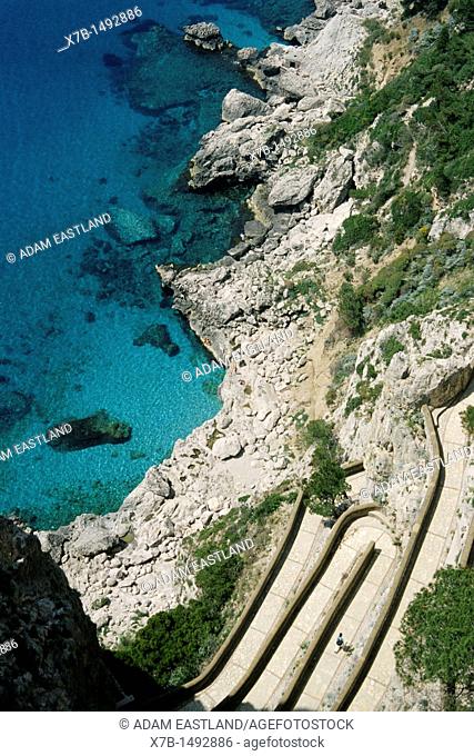 Capri  Italy  Via Krupp, the winding path that leads to Marina Piccola