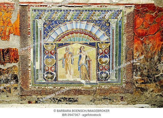 Neptune and Amphitrite, mosaic, Casa di Nettuno e Anfitrite, House of Neptune and Amphitrite, archaeological site, Herculaneum, Ercolano, Naples, Campania