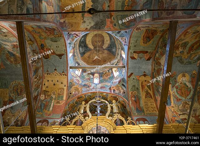 Interior of Dormition Cathedral at Kirillo-Belozersky Monastery, Russia