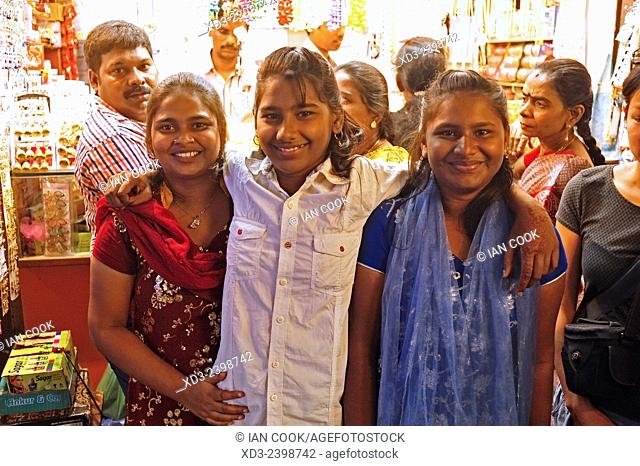 teenage girls at main market, Pondicherry (Puducherry), India