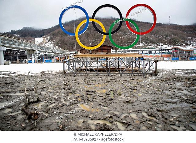 The Olympic Rings are seen in Krasnaya Polyana near Sochi, Krasnodar region, Russia, 31 January 2014. The Olympic Winter Games 2014 in Sochi run from 07 to 23...