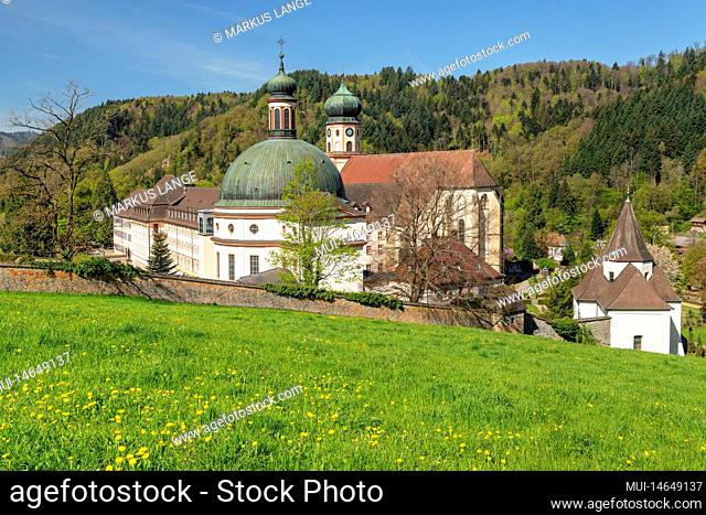 Monastery Sankt Trudpert, Münstertal, spring, Black Forest, Baden-Württemberg, Germany