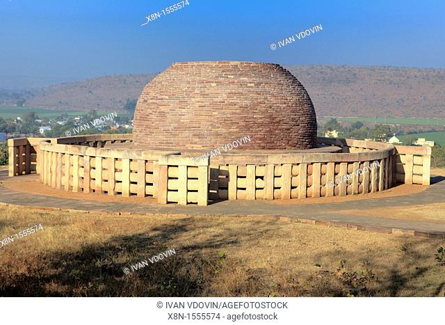 Buddhist monuments: stupa 3 2nd century BC, UNESCO World Heritage site, Sanchi, India
