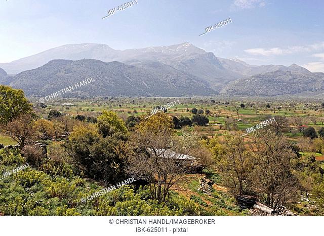 Lasithi Plateau and Mt. Dikte, Crete, Greece, Europe