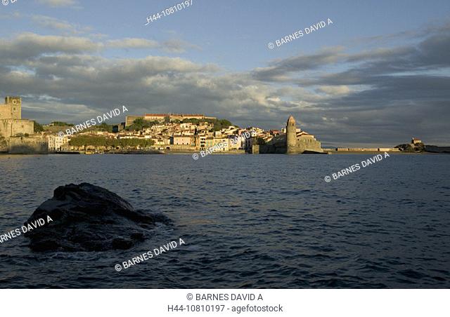 city, coast, Collioure, fortress, France, Europe, Mediterranean Sea, Pyrenees Orientales, Roussillon, Sea, sea, town