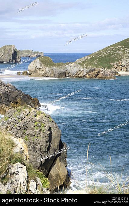 Llanes at North of Spain at Asturias region is an amazing place for enjoying the outdoors with amazing wild and green beaches like this panoramic view of Poo...