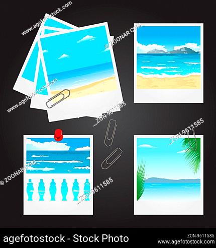 Illustration set photo frames with beaches -