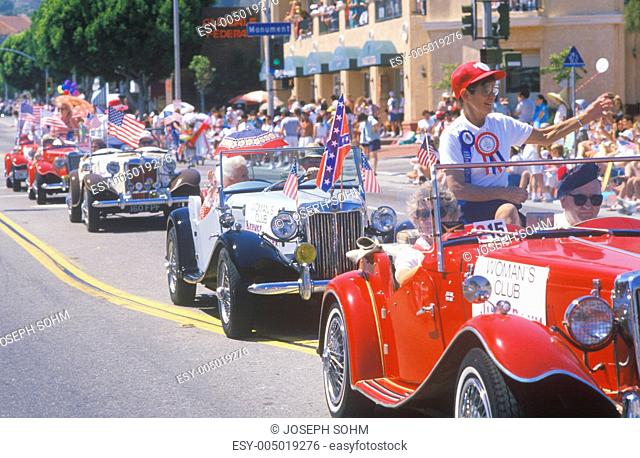 Antique Cars in July 4th Parade, Pacific Palisades, California