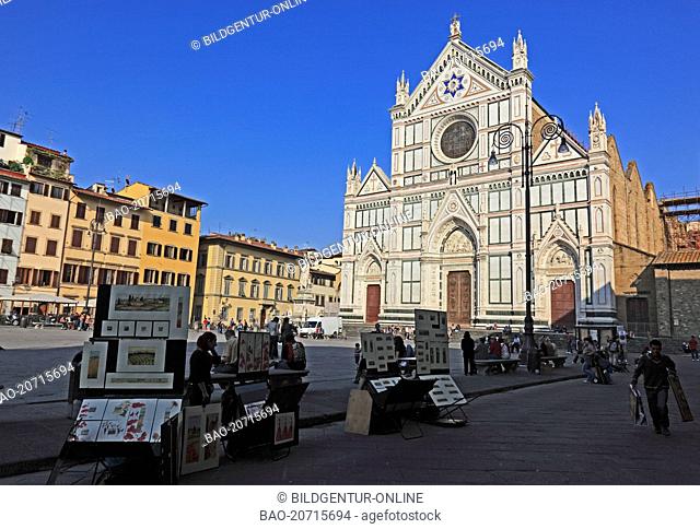 Franciscan church of Santa Croce at the Piazza Santa Croce in Florence, Florence, Tuscany, Italy, Europe