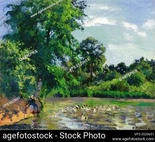 Camille Pissarro (1830 1903) ducks on the pond at montfoucault 1874