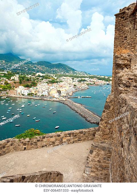 View of Ischia Ponte from Aragonese Castle, Italy