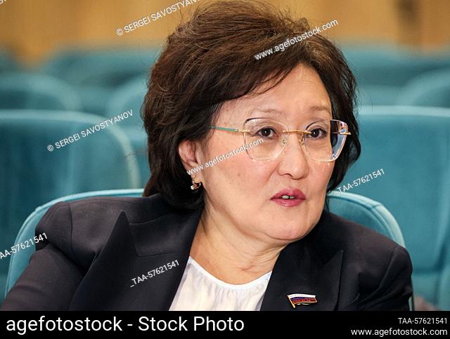RUSSIA, MOSCOW - MARCH 1, 2023: New People Party deputy head Sardana Avksentyeva attends a conference on results of three years of the party's work and plans...