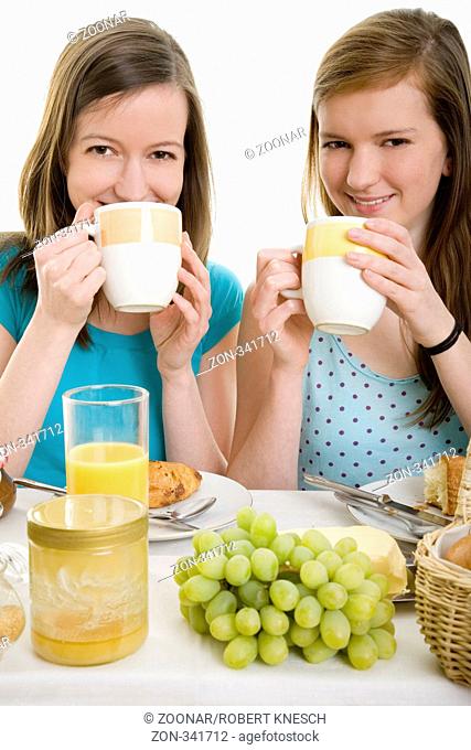 Two women having breakfast