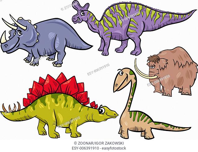 prehistoric set cartoon illustration