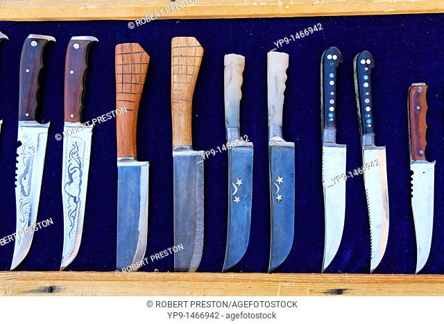 Uzbekistan - Bukhara - shop display of souvenir knives
