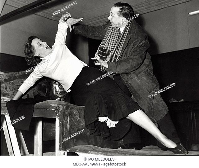 Alexander Sakharoff with Elena Zareschi. The Soviet choreographer Alexander Sakharoff rehearsing 'Hamlet' with the Italian actress Elena Zareschi