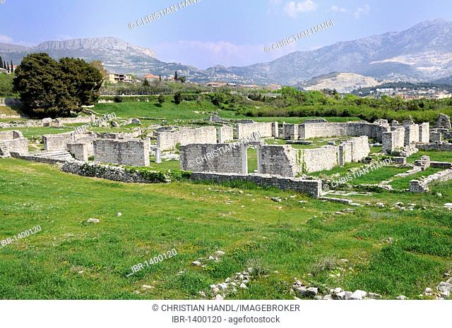 Overview of an excavation site with early Christian buildings in Salona, near Split, Croatia, Europe