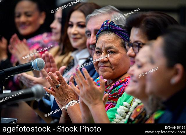 December 06 in Toluca, Mexico : Rigoberta Menchú Tum, activist and Nobel Peace Prize Laureate, received the 'Merit for Lifetime Achievement' medal during the...