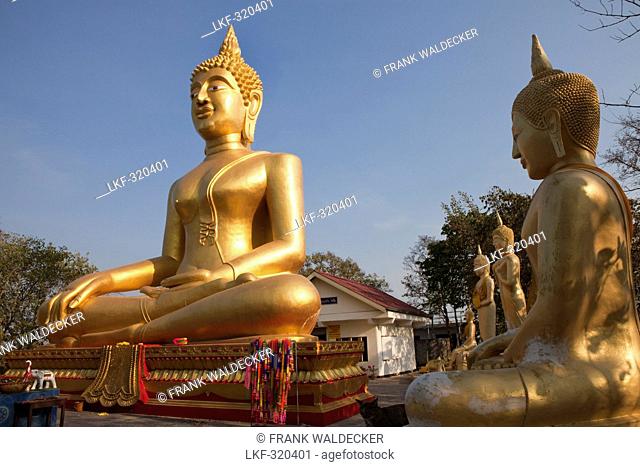 Big Buddha at Wat Khao Phra Bat, Buddhistic Temple, Buddha Hill, Pattaya, Chonburi Province, Thailand, Asia