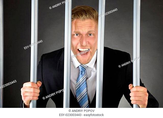 Aggressive Businessman Behind Bars