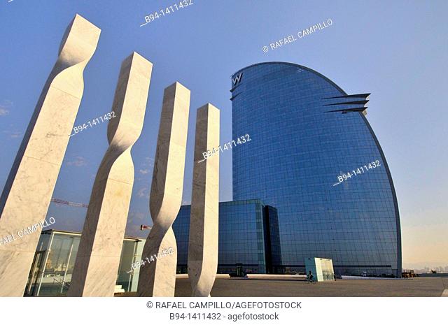 W Barcelona hotel (also known as Vela Hotel) by architect Ricard Bofill, Port area, Barcelona, Catalonia, Spain