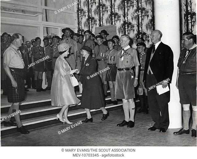 Scene during the official opening of Baden Powell House, South Kensington, London, by Queen Elizabeth II. The building received a number of awards