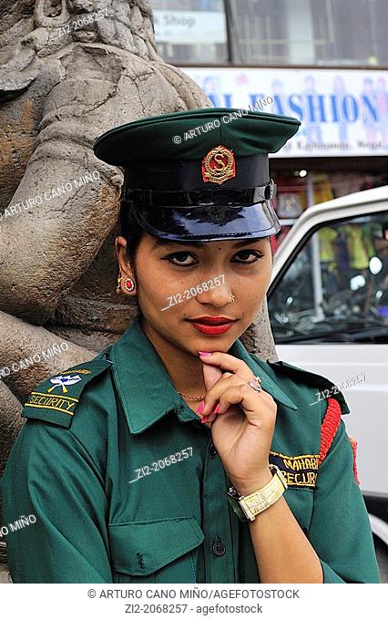 Female police, Durbar Square, Kathmandu, Nepal
