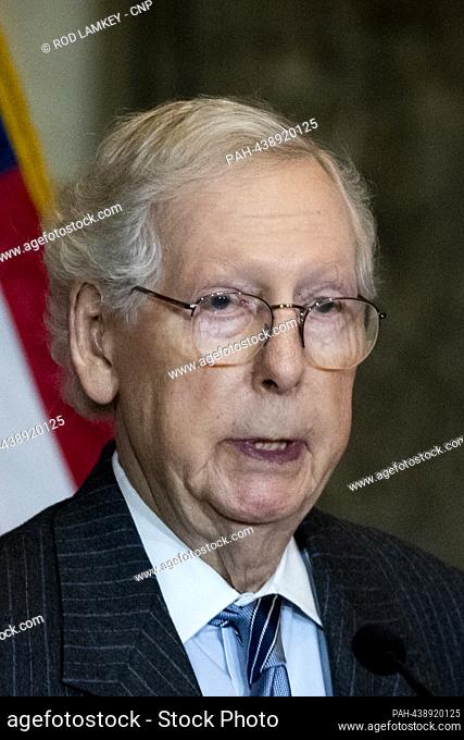 United States Senate Minority Leader Mitch McConnell (Republican of Kentucky) offers remarks during a Congressional Gold Medal Ceremony honoring Larry Doby in...