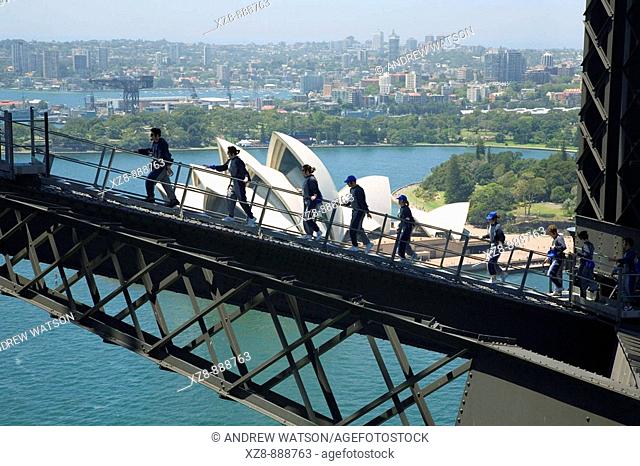 A group on the Sydney Harbour Bridge climb  Sydney, New South Wales, Australia