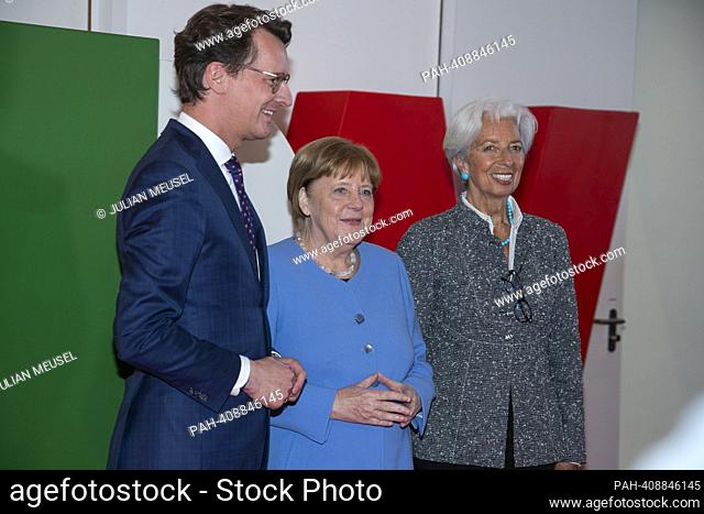 From left to right: Christine Lagarde (President of the European Central Bank), Dr. Angela Merkel (former Chancellor), Hendrik Wuest (Prime Minister North...