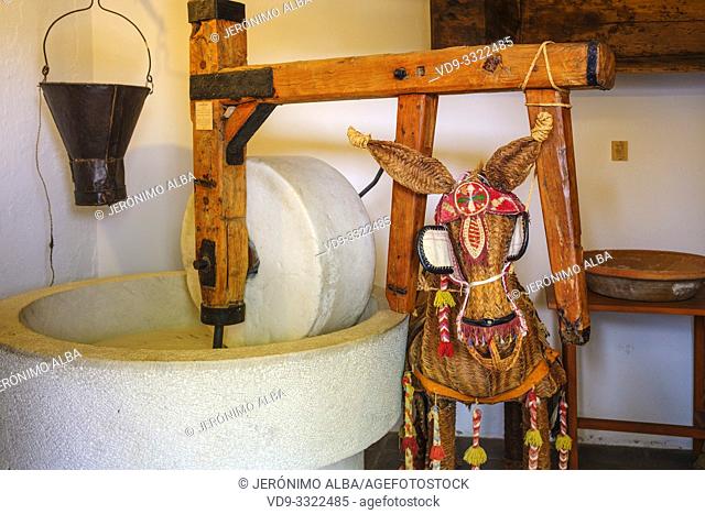 Typical Andalusian flour mill. Casa Ethnographic Museum, Mijas Pueblo. Malaga province, Costa del Sol. Andalusia, Spain Europe