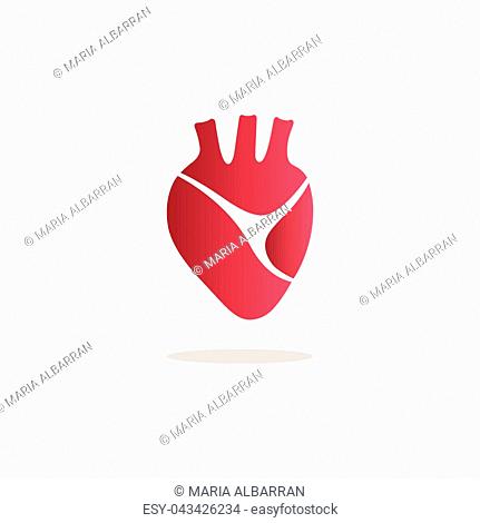 Human heart icon with shade on a white background. Vector illustration